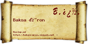 Baksa Áron névjegykártya