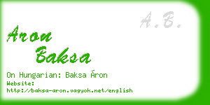 aron baksa business card